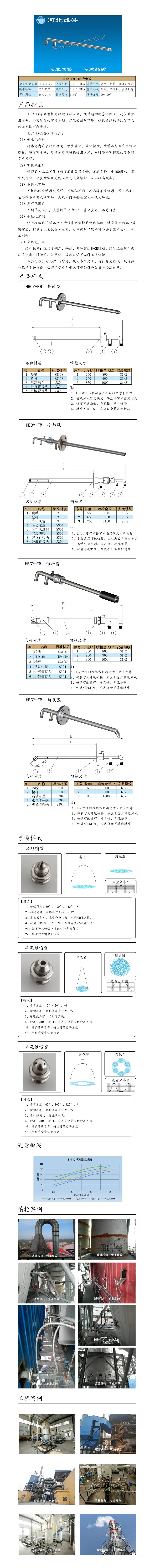 為您提供HBCY-FM-脫硝噴槍保護套、噴槍參數(shù)、材質尺寸介紹，流量分布圖、扇形空心錐俯視圖介紹，以及霧化視頻介紹，更多詳細內容盡在河北誠譽！