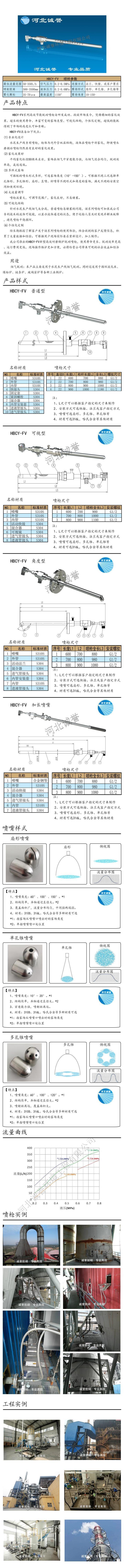 電廠脫硝噴槍保護套、噴槍參數(shù)、材質(zhì)尺寸、流量分布圖、扇形空心錐俯視圖介紹，以及噴槍霧化視頻展示和工程案例介紹